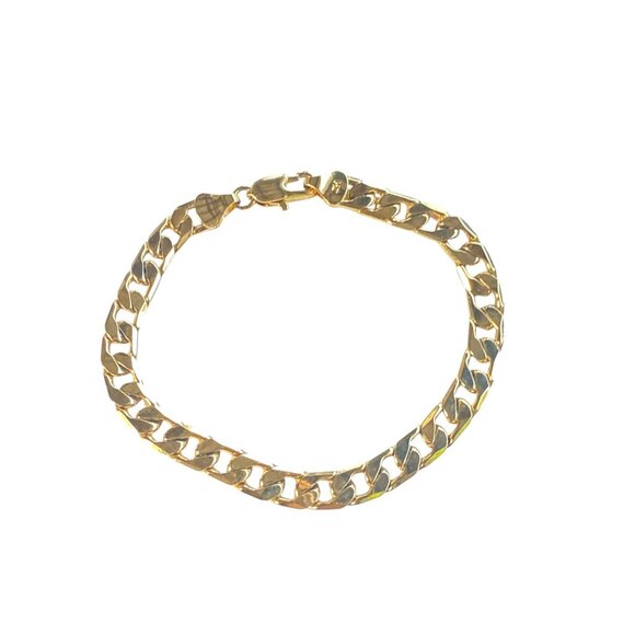 Gold Plated Cuban Link Chain Bracelet With Lobster Clasp For Men Or Women - Picture 5 of 11